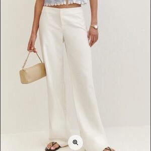 Reformation Vida Low Rise Pant White - Size 12